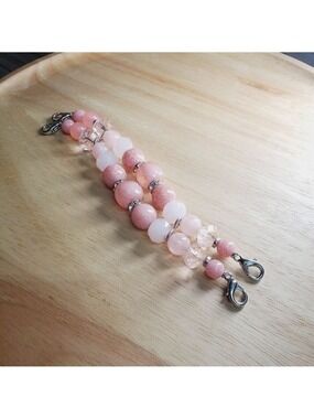 Beaded Medical ID Bracelet, Pairs with Medical ID Tag Pink Jeweled Beads Charms